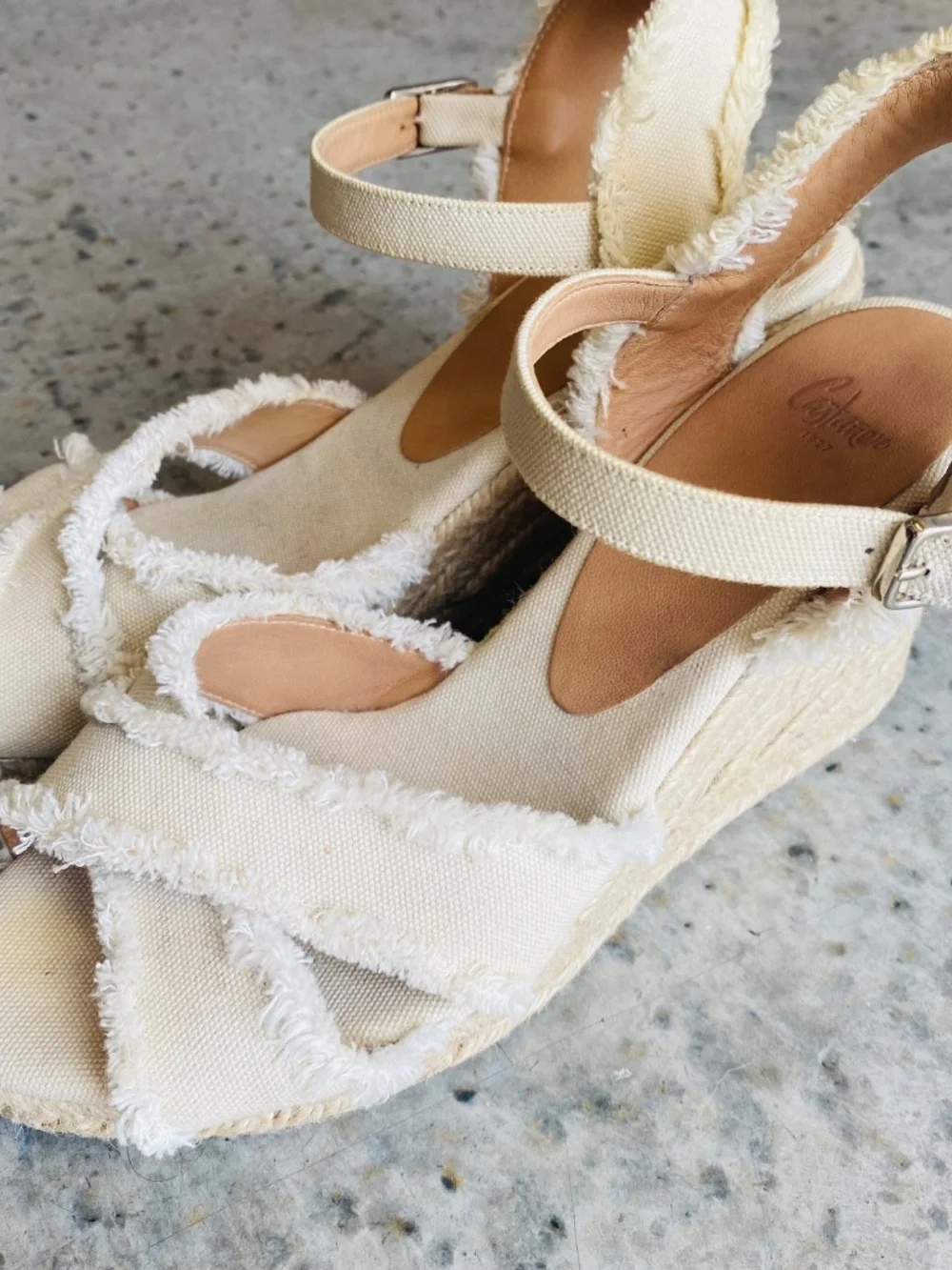 Castaner Bromelia Frayed Crossover Strap Espadrille Wedge